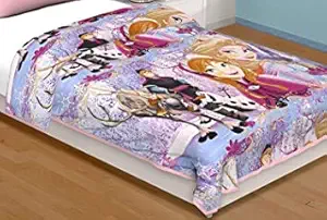 NK Kids Polycotton Frozen Princess Print Cartoon Design Single Bed Reversible AC Blanket (Multicolor)