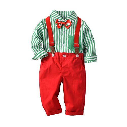 Kid Toddler Boys Christmas Outfit Long Sleeve Striped Shirt