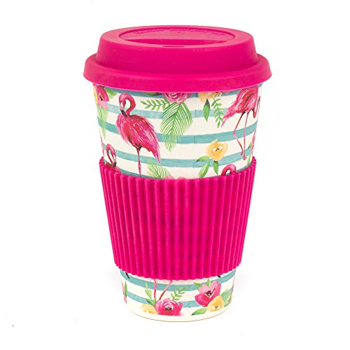 Cambridge CM05775 Bamboo Flamingo Reusable Coffee Cup Travel Mug