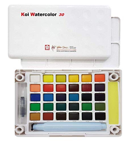 Sakura Finetek Koi acqua colori tasca campo Sketch Box-30 colori,Caja de dibujo con acuarelas de bolsillo 30 pcs.