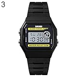 Armbanduhren Mode-Accessoires, Luminous Sports Casual Unisex Digital Datum Woche Alarm Armbanduhr Geschenk - Schwarz + Gelb