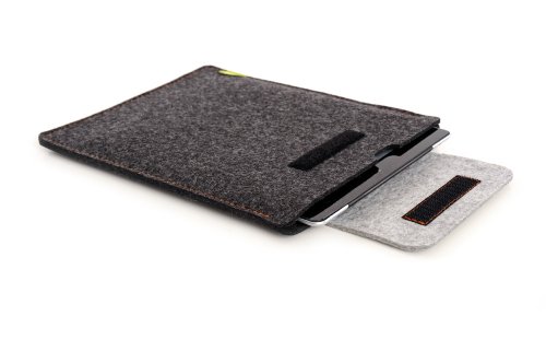 ALMWILD® Hülle Case iPad, iPad Air / Air 2 und 9.7″ und iPad Pro 9.7mit / ohne Smart Cover, Galaxy Tab A. Natur- Filz – Sleeve in Schiefergrau, Schwarz. Verschluß in Alpstein- Grau. iPad Air Tasche aus bayerischer Manufaktur - 5