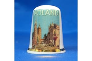 BIRCHCROFT CHINA Birchcroft Porcelain China Collectable Thimble - Travel Poster Poland - Free Box