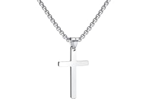 RWQIAN Collar Cruz Hombre Cruz Cadena Acero Inoxidable Plateada/Oro/Negro Colgante Cruz Collar Mujer 16"-24"