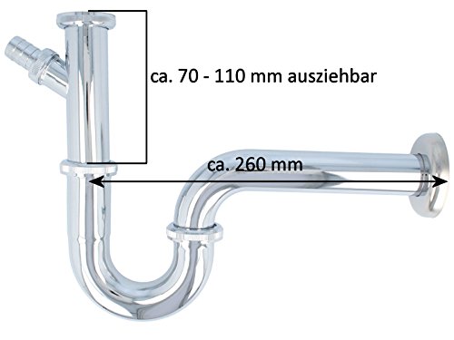 tecuro Röhrengeruchsverschluss Siphon mit Geräteanschluss für Waschbecken - 2
