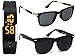 Best Gift Sets Combo of 3 Fashion Wayfarer Goggle and Sunglasses Ideal for Men Women Boys and Girls (Full BLack Square Wayfarer Matte Finish|55|Full BLack Golden Stick Square Wayfarer Rubber Finish) With Free Tpu Band Red Led RS.425.00