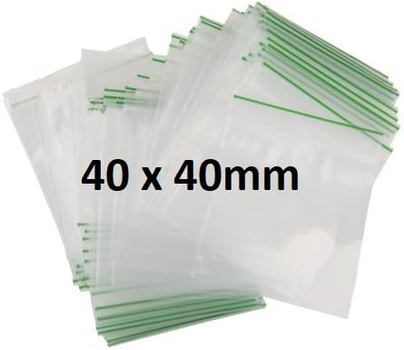 500X 40 x 40mm Heavy Duty Small Tiny Poly Plastic Sealy Grip Zip Lock Zipper Seal Gummy Bags Baggies BAGGYS (CPUK Exclusive) … (Plain)
