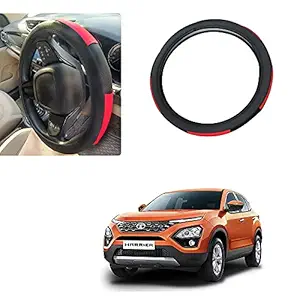 Auto Pearl - Ring Type Car Steering Wheel Cover Universal Genuine PU Non-Slip Natural Rubber Well Padded Grip Breathable Leatherite for - Harrier 2019 (Gold Blaze Black N Red)