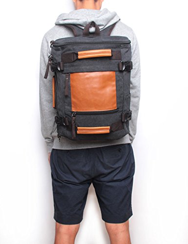 Leaper Canvas Rucksack Handtasche Reiserucksack für Outdoor Außflug Sport (Schwarz) Blau