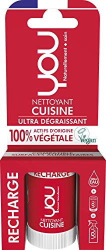 YOU - Recharge pour Spray Nettoyant Cuisine - Ultra Dégraissant - 100% d'Actifs d'Origine Végétale - Certifié Vegan - Parfum Naturel - Fabriqué en France - Concentré pour 500ml - Lot de 8 x 12ml