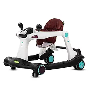 Baybee Megatron 2 in 1 Baby Walker for Kids with Foldable & 3 Adjustable Height| Removable Seat, Musical Toy Bar & Light Function| Activity Push Walker Baby 6 to 18months Boys Girls (Black)