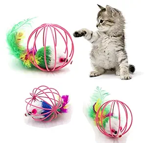 2 Pcs Cat Balls Toy Sichumaria Mouse Ball Toys Cute and Fun Interactive Caged Rats Rolling Cat Balls Cat Toys for Kittens