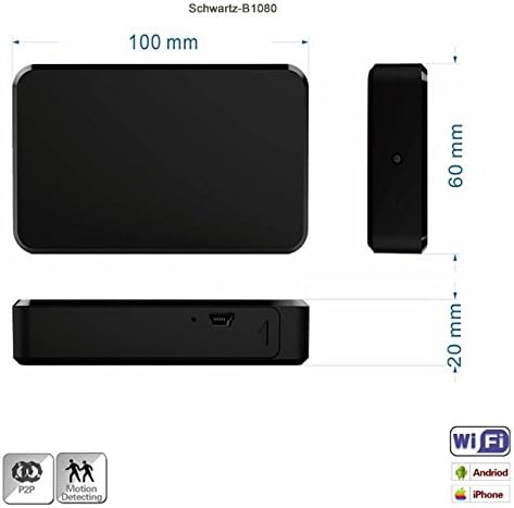 Spy Hidden Camera Compact Module | 32Gb, full HD 1080p 5Mp | Motion Detect Alarm Function, Cycle Recording | Works when Charging Battery Capacity 4000 mAh, Support real 8 hours battery life - Schwartz-1080