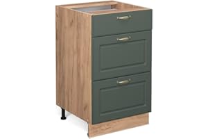 Vicco Mueble bajo de Cocina Fame-Line, Verde Dorado Casa de Campo/Roble Dorado, 50 cm sin encimera