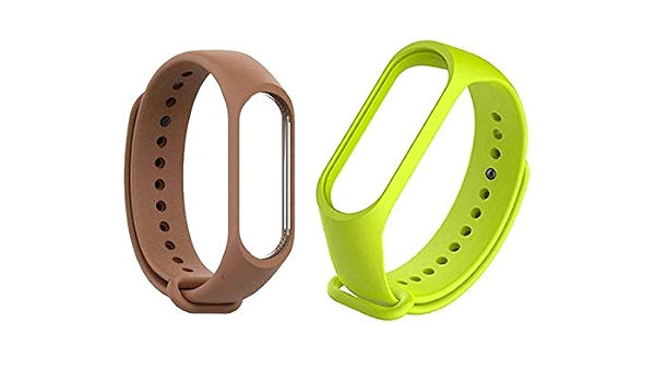 The Hatke Soft Silicon Strap Compatible for only m3 and m4 Smart Band Strap  Replacement Fitness for m3 and m4 Sports Watch Strap Bracelet with Brown  and Neon Green Colors Combo :