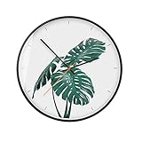 Ljwck Wanduhr, Hängende Malerei Mode Kreativ Geschenk Einfach Modern Landhausstil Grüne Pflanze Frisch Innen Draussen Batteriebetrieben 12 Zoll 30 cm Schwarz (größe : F)
