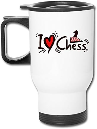 Love Chess Aluminum White Travel Mug, 12 Ounces
