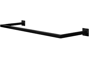eSituro Kleiderstange Wand Rechteck, Garderobenstange Wandmontage, aus Industrierohr, platzsparend, für Flur Küche Wohnzimmer Badezimmer, 50 kg belastbar, 114x6,5x30 cm, Schwarz