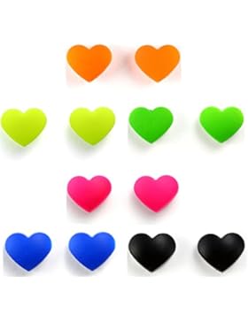 JewelryWe Schmuck 6 Paare MAGNET Ohrstecker, Liebe Herz Ohrringe Ohrschmuck FAKE PLUG Kein Loch MAGNETOHRRINGE...