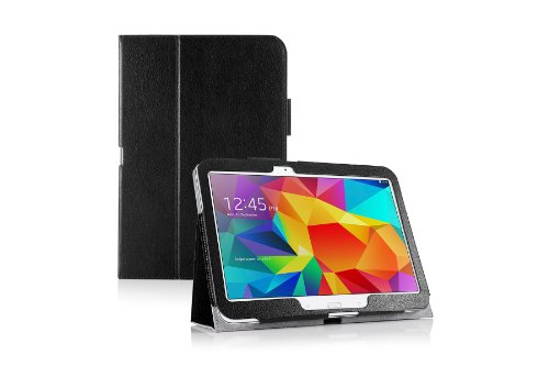 Schutzhülle / Cover / Tasche für Samsung Galaxy Tab 4 10.1" T530 - mit praktischer Halteschlaufe - Schwarz