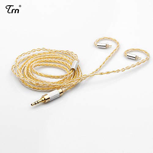 Preisvergleich Produktbild Dewanxin TRN Kopfhörer Headset Versilberte Upgrade Kabel, Achtlitze Geflochtene Draht Für 0,75 0,78, MMCX Pins mit Mikrofon (0.78, Gold und Silber)