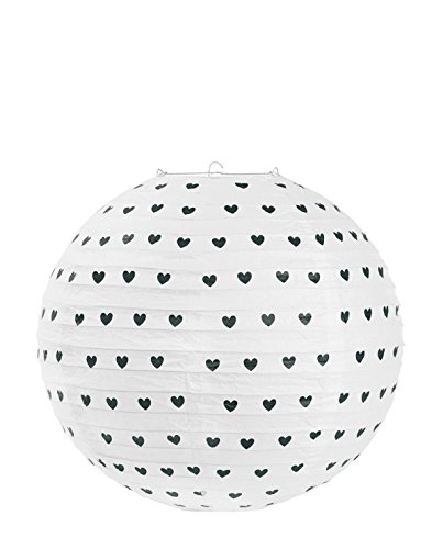 Miss Étoile Reispapier-Lampe Mit Schwarzen Herzen (Ø:30,5cm)