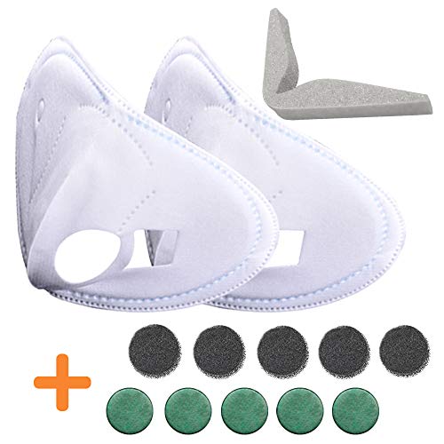 Filtros Reemplazables para Eléctrico Máscara Antipolución (2 x Cubierta Interior 3D, 5 x Filtros HEPA, 5 x Filtros de Esponja)