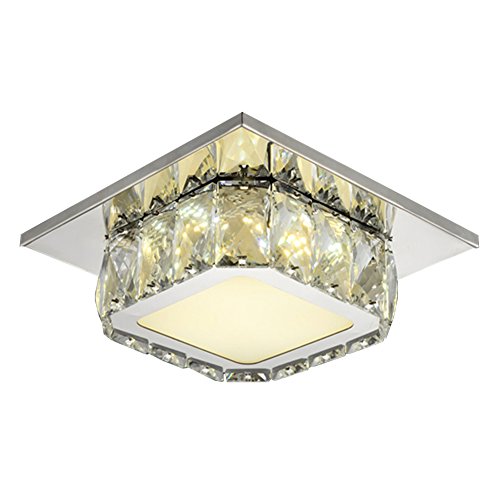 Preisvergleich Produktbild ETiME Deckenleuchte Modern Deckenlampe LED Edelstahl Wandleuchte Kronleuchter für Flur, Gang, Balkon, Schlafzimmer (12W Viereck Warmweiß)