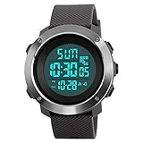 EGCLJ Herren Sportuhr Military 50M Wasserdichte Digitale LED Große Gesichtsuhr Mit Einfacher Militäruhr Aus Schwarzem Silikonband