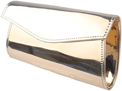 FBA_metalic rose gold color plain evening clutch