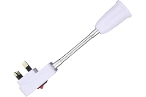 SUNNYLINN Plug in Bulb Holder with Switch E27 ES, 360° Flexible Extension Kitchen Lamp Socket with Screw, Plug in Wall Lights Bulb Socket Adapter for Table Lamp, Bedroom (UK Plug 1 Pack)