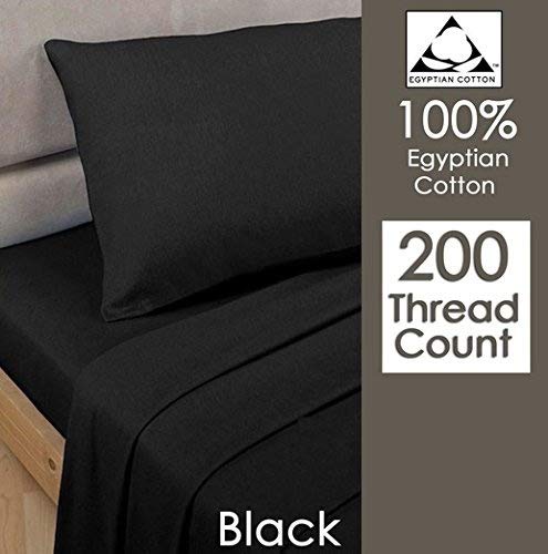 Par de fundas de almohada, Rayyan Linen, 100% algodón egipcio de 200 hilos, 50 x 75 cm, negro, 2X PILLOWCASES