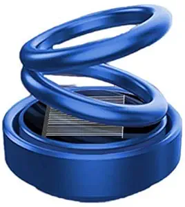 Zuperia Solar Car Fragrance Double Ring Rotating Car Aromatherapy Home Office Air Fresher Decoration Perfume Diffuser (Plastic) (Blue)