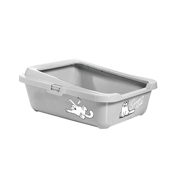 Karlie-51756-lettiera-per-Gatti-43-cm-x-32-cm-x-16-cm-Grigio-Motivo-Simons-Cat Karlie Lettiera per Gatti "Simons Cat" con Bordo, 43 x 32 x 13 cm, Grigio