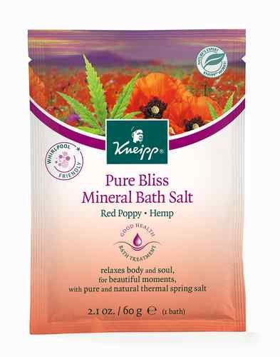 Kneipp PURE BLISS MINERAL BATH SALT Relaxes The Body & Soul RED POPPY & HEMP 60g