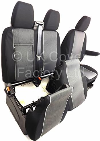 Custom Van Seat Covers made to measure arm rest cover + drop down tray access + two piece storage- OEM Cloth fabric SOLD N DISPATCHED BY UK COVER FACTORY LTD
