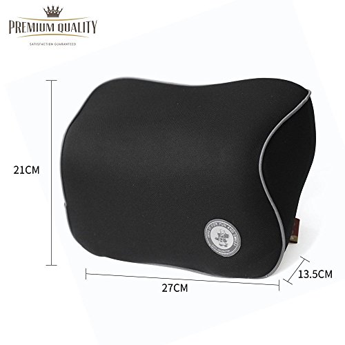 FMS Auto Nackenkissen Kopfkissen, Memory-Schaum Autokissen und zervikales Kissen mit entfernbarer Abdeckung für Autositz (Schwarz) - 4