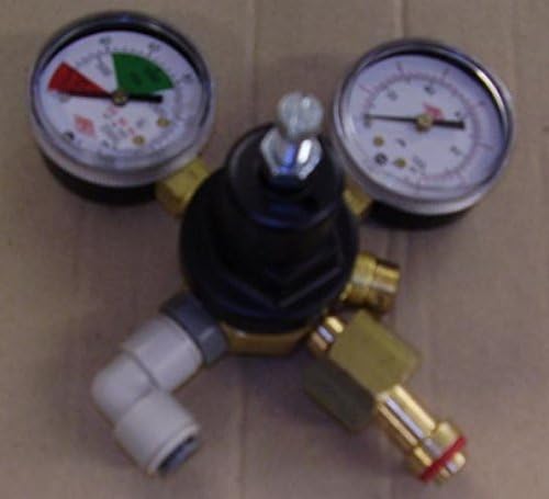 Single Outlet CO2 Regulator, Bottle Mount, Twin Gauge c/w 3/8" Pushfit