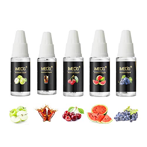 IMECIG 5x10ml Multi Vaper E Cig Juice Frutas E Líquido Premium Vape E Jugo PG VG 30 70 Sabores para múltiples paquetes de Cigarrillos electrónicos Vape Pod Stater Kits Sin nicotina