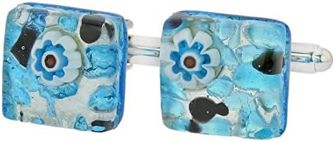 GlassOfVenice Murano Glass Venetian Classic Square Cufflinks - Aqua Purple