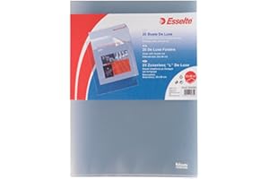 Esselte Buste L Deluxe, in PPL Antiriflesso, per Archiviare e Conservare Documenti in Formato A4, Confezione da 25 Buste, 392583000