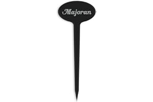 GRAVURZEILE Pflanzenschilder mit Gravur - Majoran - Stilvolle Kräuterschilder aus schwarzem Acryl für den Garten - Kräuterstecker geeignet für Beet & Kräutergarten - Farbe: Majoran