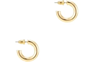 PAVOI 14K Gold Colored Lightweight Chunky Open Hoops | Gold Hoop Earrings for Women