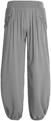 Slivexy Women's Side Pockets Loose Fit Jogger Harem Pants Grey Medium