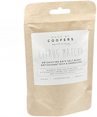 Aromatherapy Citrus Matcha Detoxifying Bath Salt Blend With Essential Oils And Matcha Green Tea By Made By Coopers - 100g Bag For Trial Size