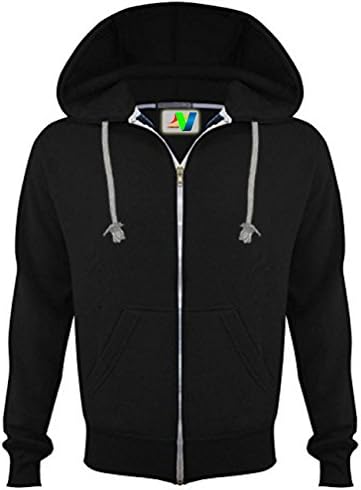 Verdi Premium Plain Pullover Hoody Hooded Top Full Zip Hoodie for Mens and Ladies Hooded Sweatshirts Jumper Hooded Fleece Jacket (Black, Large)