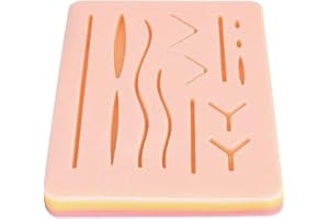 STYVECHALE Suture Practice pad Silicone Reusable 3 Layer with 14 Wounds Medical Skin Wound Suture Training Practice Kit Suturing Pad