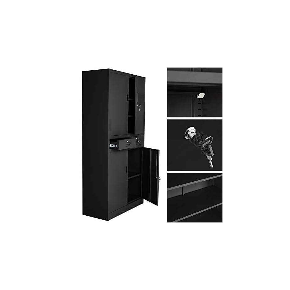 TecTake 402939 - Abschließbarer Aktenschrank mit 2 Schubfächern, 2