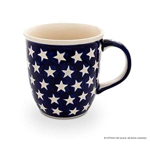 Polish Pottery Boleslawiec Mug, Curvy, 0.35L in STAR pattern