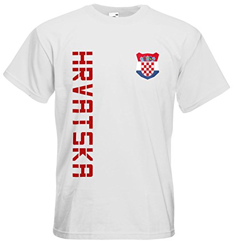 Kroatien Hrvatska EM 2016 T-Shirt Trikot Name Nummer (Weiß, XXL)